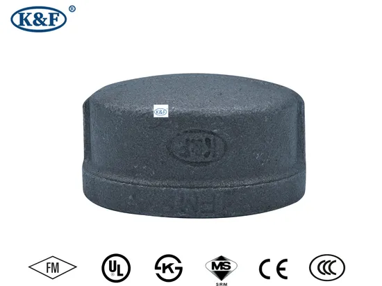 Kanaifu FM UL Malleable Iron Pipe Fittings Connector Round Equal Black Cap
