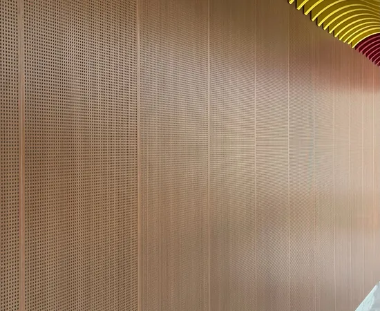 Prefabricated Wood Pattern Aluminium Perforated Acoustic Wall Panel Sound Absorption