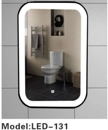 Black Metal Frame Wall Decor Silver Bathroom Vanity Smart Mirror