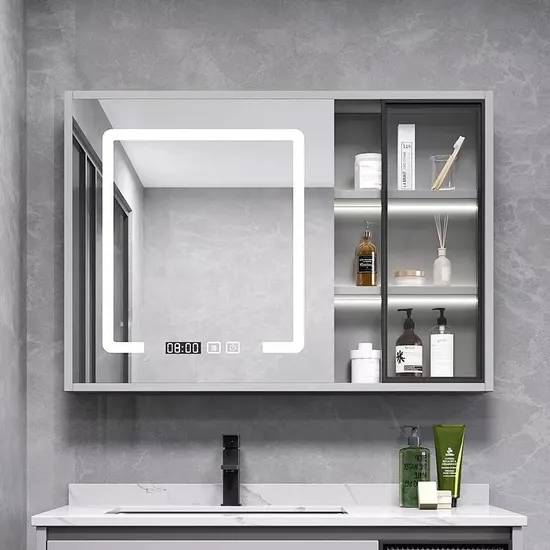Wholesale Plywood Bathroom Vanity Cabinet with Ceramic Basin Bathroom Cabinet with LED Mirror Cabinet