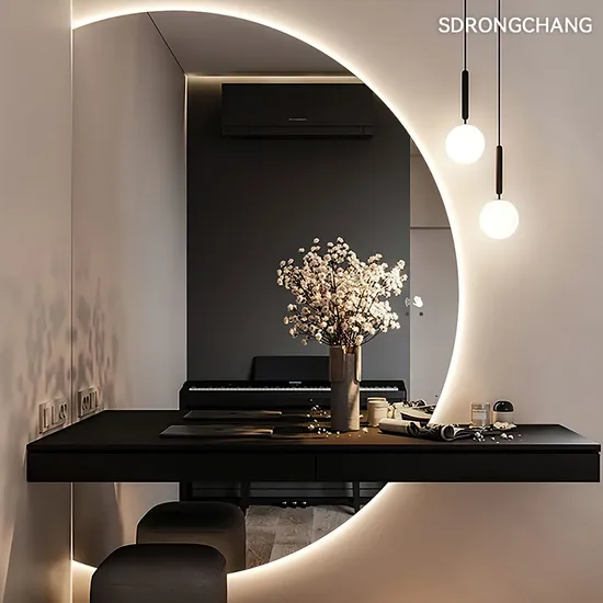 Large Half Moon Mirror with LED Touch Sensor Switch Bathr Smart LED Bathroom Mirror