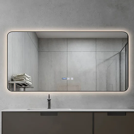 Modern Style Decoration Rectangle Ultra Slim Frame Smart Glass Vanity Furniture LED Bathroom Wall Mirror with Lights