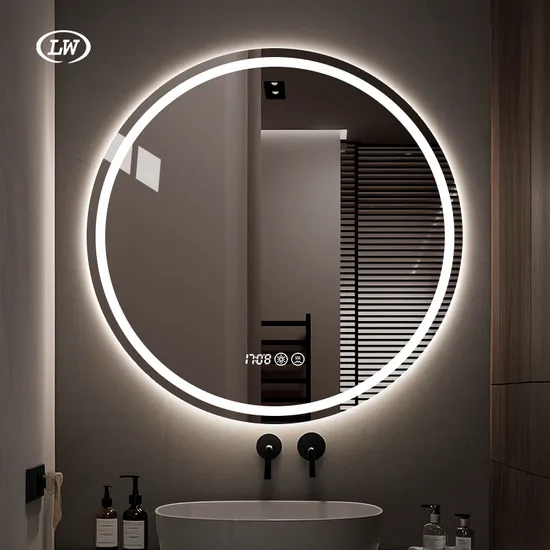 Intelligent Wall-Hanging Home Decoration with Smart Front and Backlit Light Voice Control Round Frame-Less Bathroom LED Mirror