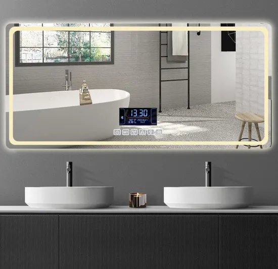 Smart Intelligent Bathroom Mirror Touch Screen Luminous Mirror Wall Mounted Demist LED Lamp Mirror
