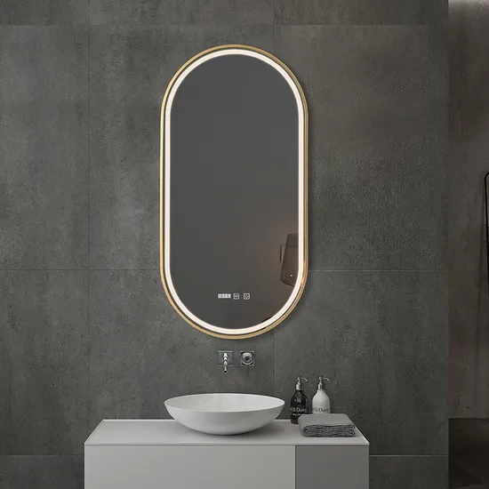 Factory Customized Size of Ellipse Smart Touch Sensor Illuminated Lighted Wall Mount LED Bathroom Mirror with Light