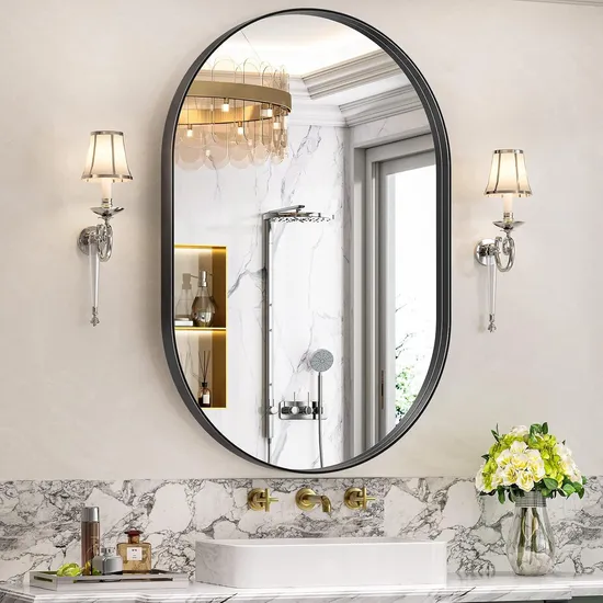 Light Luxury Copper Bath Mirrors European Home Decorative Mirror Wall-Mounted Bathroom Vanity Mirror Nordic Oval Dressing Mirror