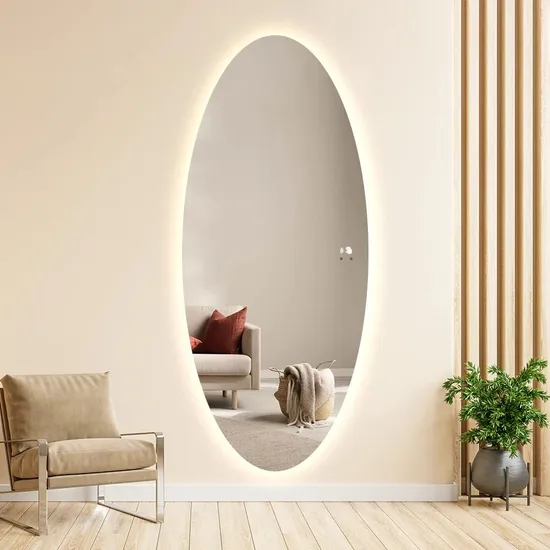 Anti-Explosion Smart Waterproof Oval LED Bathroom Mirror Lighted Wall Mounted Mirror