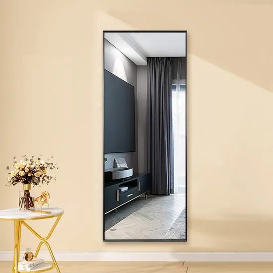 64" X 21" Aluminum Alloy Frame Floor Mirror with Stand Full Length Mirror Larger Bathroom Mirror Free Standing