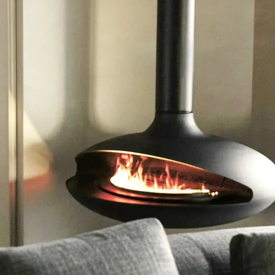 Indoor 3D Suspended Fireplace Durable Carbon Steel Simulation Fire Smokeless Hanging Fireplace
