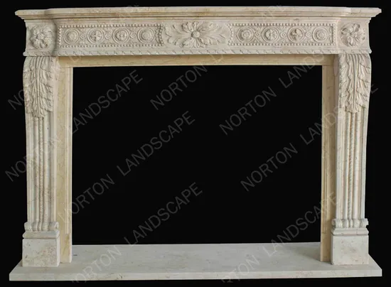 Custom Indoor Furniture Marble Fireplace Mantel with Elegant Stone Carvings