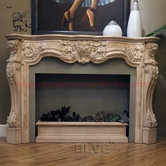 Blve Hand Carving European Style Indoor Decoration Natural Granite Marble Fireplace Mantel