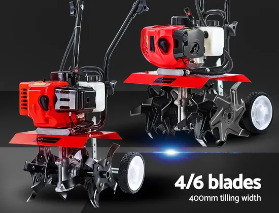 Tiller Rototiller Garden Cultivator 65cc Soil Power Mini Rotary Hoe