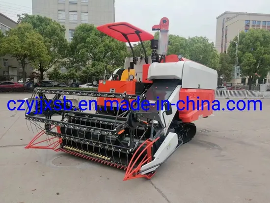 Paddy Rice/Wheat/ Corn/ Rapeseed/Soybean Combine Harvester Crawler Rubber Track Type 2.2m Cut Header, Big Power Diesel Engine for India