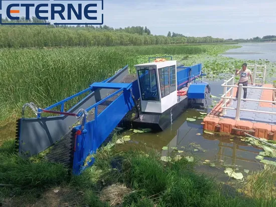 Eterne Water Hyacinth Grass Algae Sargassum Enteromorpha Removal Amphibious Aquatic Weed Harvester