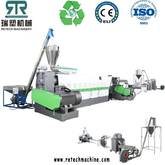 PE PP HDPE Rigid Hard Flakes Plastic Pelletizing Line Side Force Feeder Granulation Machine