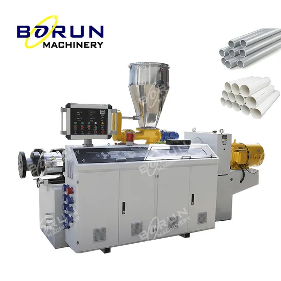 Plastic PVC HDPE PPR Drainage Water Sewage Electric Conduit Pipe Hose Tube Conical Twin Screw Extruder Extrusion Production Making Machine