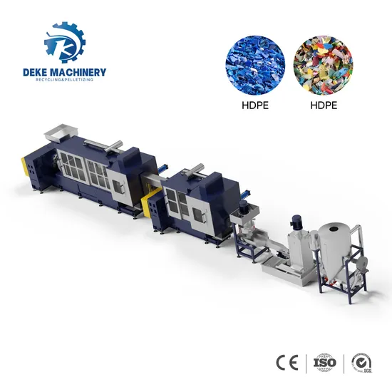 HDPE Flakes Plastic Recycling Machine for Two Stage Single Screw Water Ring Die Face Plastic Granulator Pelletizing Line