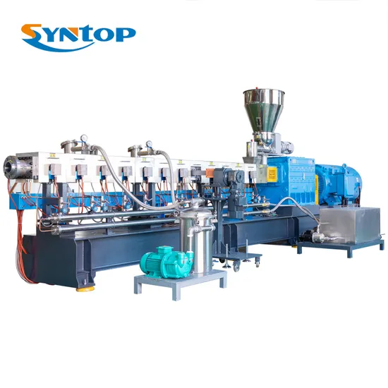 75mm High Torque Twin Double Screw Plastic PE PP CaCO3 Filler Masterbatch Extruder for Industrial PP/PE/PC/ABS/PA6/PA66/TPE/TPU/FEP/LCP Compounding Extrusion