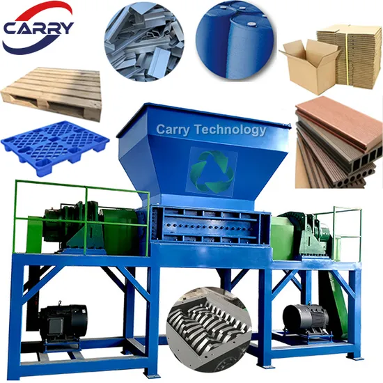 Big Capacity Hot Sale Industrial Double Shaft Shredder Machine for Recycling Paper Cardboard Carton Box Wood Wooden Pallets Plastic Film Jumbo Bags