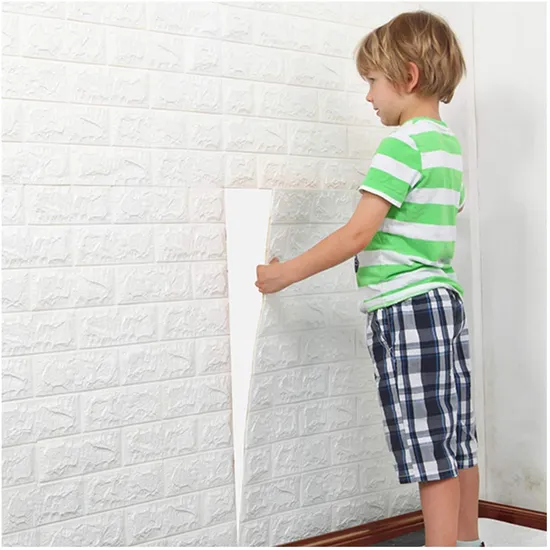 Pink White PE Wall Panels 3D Brick Wallpaper 3D Foam Wall Stickers
