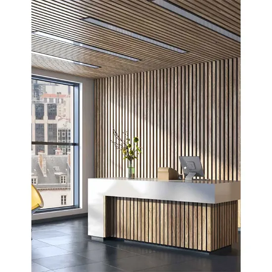 Exhibition Wholesale 100% Polyester Fiber Acoustic Wood Panels Sound Absorbing MDF Wooden Slats Wall Decoration