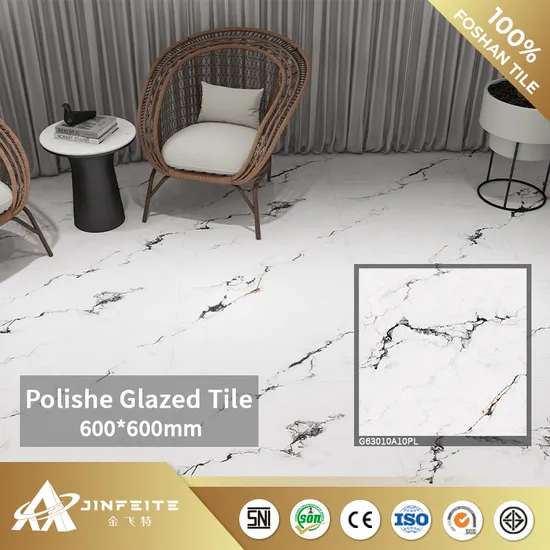 Super White Carrara Mable Tile Porcelain Floor for Luxury Home Design 600*600mm Low Price