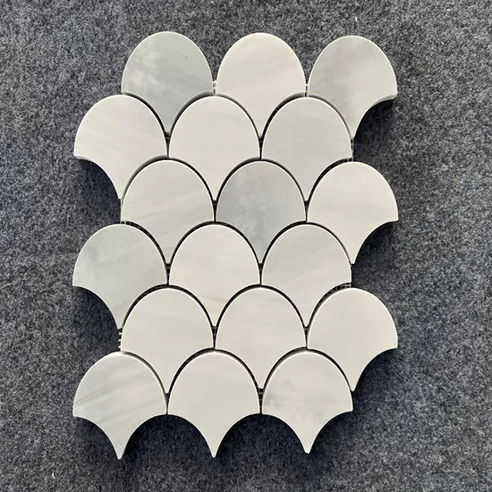 Tostone Italy Bianco Carrara White Elegant Light Grey Marble Fan-Shaped Mosaic for Home Decor