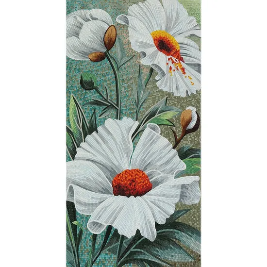 Wholesale Glass Mosaic Tiles Mural Flower Pattern for Wall Decoration