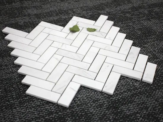 New Bianco Elegant White Marble Herringbone Shape Mosaic Tiles for Kitchen Backsplash