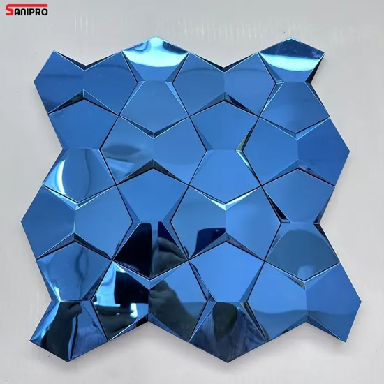 Sanipro Wholesale Attractive Price Polish Brushed 3D Aluminum Alloy Metal Mosaic Backsplash Stainless Steel Bathroom Wall Tile