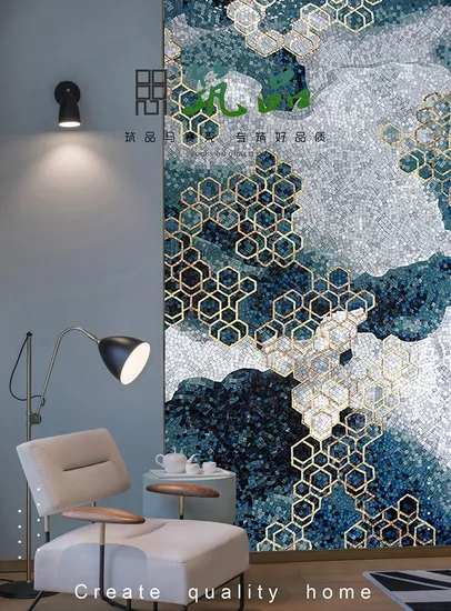 Decorative Bedroom Abstract Pattern Glass Mosaic Wall Mural