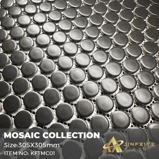 Matt Surface Black Color DOT Shape Mosaic with Mesh Backed Best Price Foshan Factory