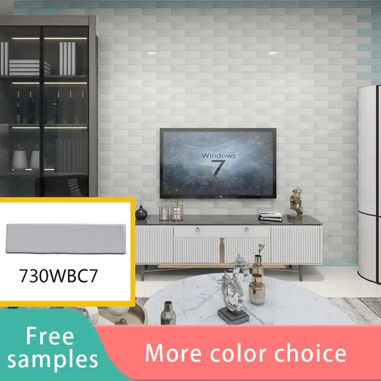 75X300mm Light Grey/Ash Grey Subway Wall Tiles Bedroom Tiles Uneven Surface Glossy Tiles