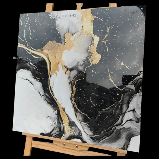 800X800mm New Gold and Silver Black Polished Porcelain Flooring Tile