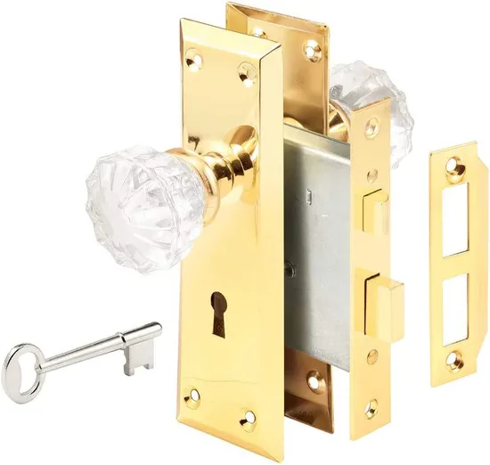 Kaiying Keyed Indoor Stainless Steel 304 /Pobilshed Brass Mortise Lock Knob Handleset Fits 1-3/8 in to 1-3/4 in. Interior Doors