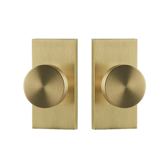 Modern Luxury Zinc Alloy Rectangular Plate Round Doorknob with Satin Brass