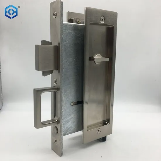 Zinc Alloy Modern Rectangular Mortise Flush Square Handle Pocket Sliding Door Lock