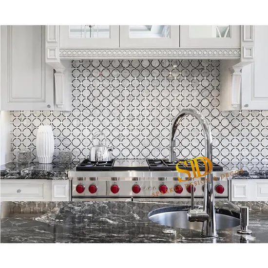 Modern/Contemporary Mosaic Design Waterjet Marble Mosaic for Backsplash in Kitchen Use