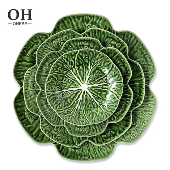 OH Hot Sale Green Cabbage Dinner Plate Set with Bowl Porcelain Decor Charger Wedding Party Table Setting Ceramic Dinnerware