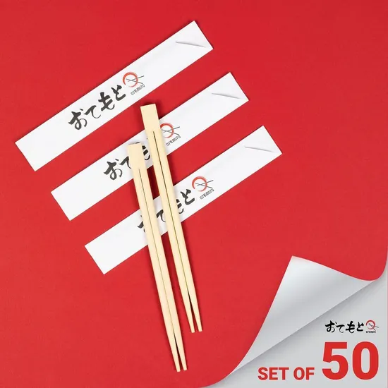 100 Disposable Chopsticks Paper Sleeve Bamboo Wooden Bulk Disposable Utensils