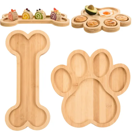 Wooden Dog Paw Bone Shaped Snack Platters