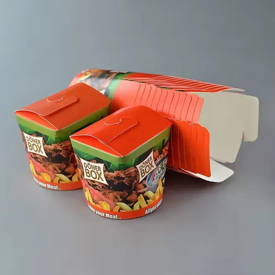 Custom Disposable Biodegradable Takeaway Kraft Paper Food Packaging Lunch Box for Rice Noodles Vegetables Salad Box Noodle Paper Box Customed Noodle Box