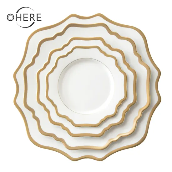 Wedding Ceramic Dinnerware Set Porcelain Charger Plate Dish Dinner Set for Home Restaurent Party Tableware