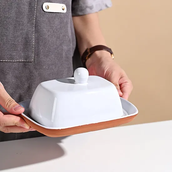 Kitchen Craft Living Nostalgia Vintage-Style Ceramic Terracotta Antique Butter Dish with Lid