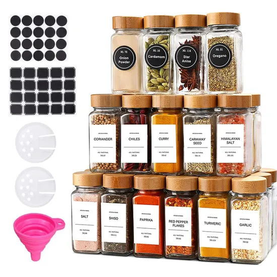 Glass Spice Jar Storage 4oz Empty Factory Produced with Wooden Lid