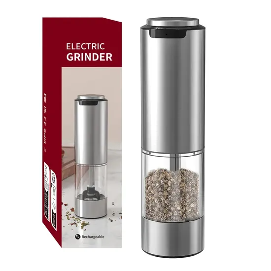 Portable Large Capacity 95ml USB Charged Electric Salt Pepper Grinder with LED Light Kitchen Tools Spice Herb Mills