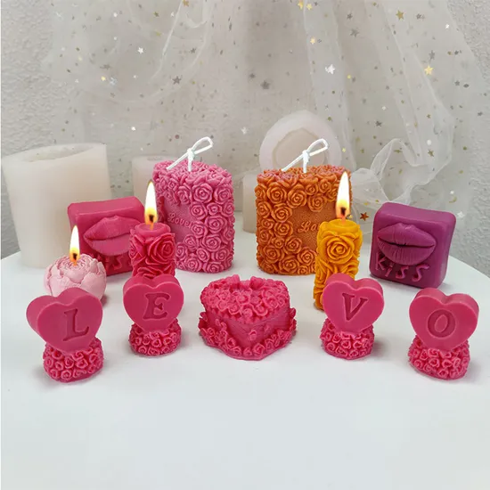 Wholesale Price Yiwugo Market Valentine′s Day Wedding Decoration Ornament 3D Rose Silicone Candle Soap Molds
