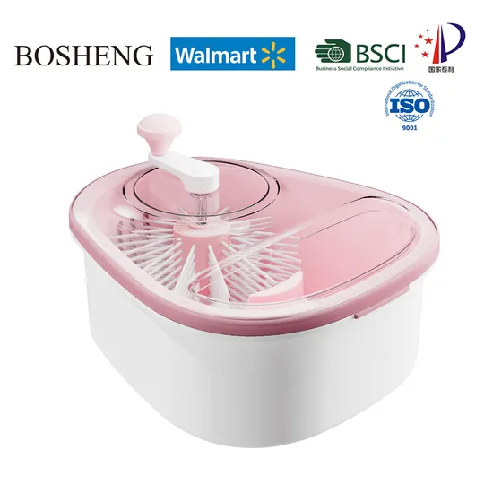 Joyloop Fruit Cleaning Device, Large Fruits Washing Spinner with Bowl, Lid, Colander, Crank and Self-Draining System, Fruit and Vegetable Cleaning with Full-Sid
