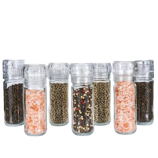 Kitchen 90ml 100ml Spice Packing Glass Container Plastic Mill Bottle Salt Pepper Grinder