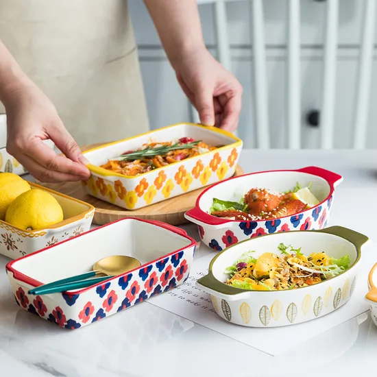 Rectangular Ceramic Ovenware Kitchen Oven Bakeware Cookie Sheet Cake Set